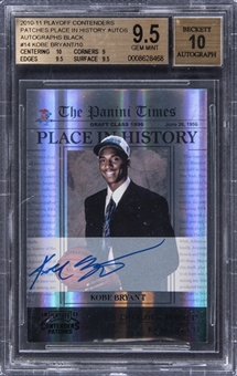 2010-11 Panini Playoff Contenders Patches Place In History Autographs Black #14 Kobe Bryant Signed Card (#10/10) - BGS GEM MINT 9.5/BGS 10
